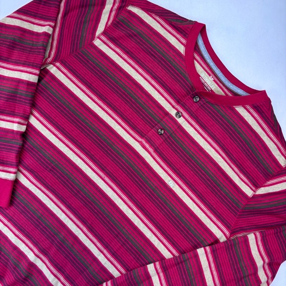 Outdoor Life Other - Outdoor Life Wilderness Sueded Henley Shirt Red Stripe Long Sleeve XXL